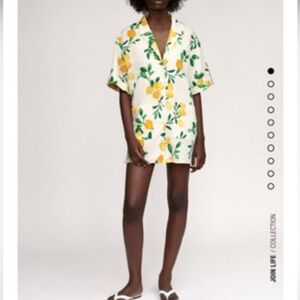 Lemon Print Button-Up Shirt